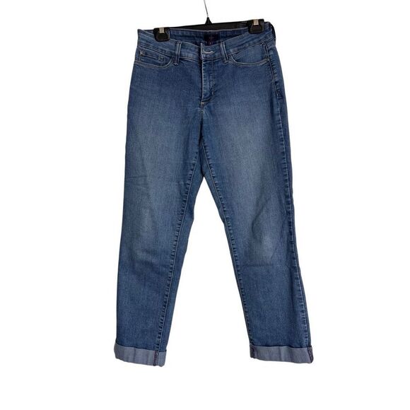 NYDJ Jeans Womens Size 6 Ankle Cuffed Hem Mid Rise Lift Tuck Technology Cotton - Picture 1 of 10